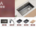 Kitchen sink large single slot honeycomb embossed 4mm thickened 304 countertop middle and lower stainless steel dishwashing sink vegetable basin