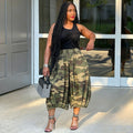 European and american style camouflage wide-leg cropped pants -  cross-border casual women's wear - elastic waist, loose fit, plus size jeans