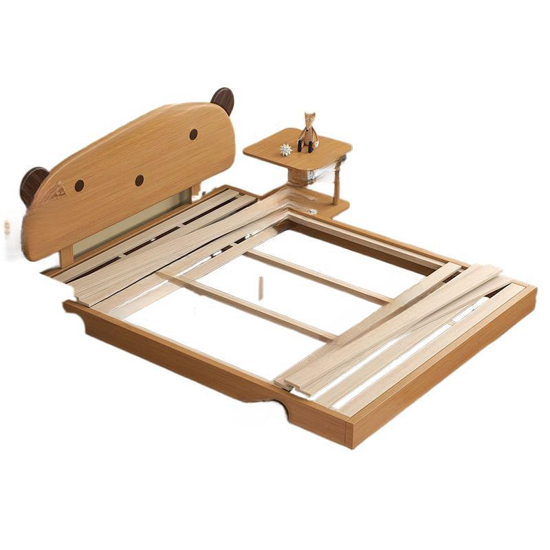 Imported beech wood solid wood bed, kids' bed, elevated headboard, healthy & eco-friendly plant-based wood wax oil, double bed