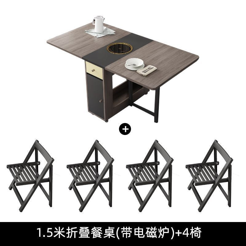 Cream style folding tablefor homefoldablemovable dining table and chair simple multifunctional table dining table and chair combination
