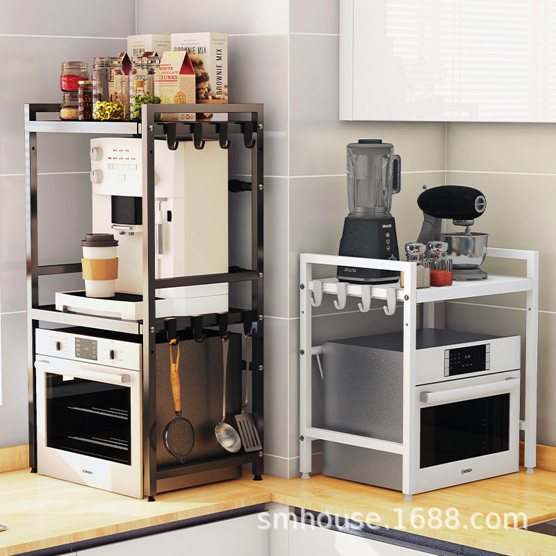 Retractable microwave oven rack Countertop Kitchen floor-to-ceiling multi-layer oven rack Household storage microwave oven rack