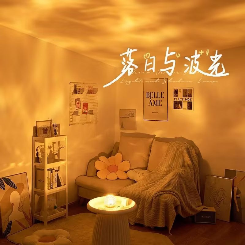 Remote control romantic dynamic water ripple ambient light - rechargeable bedroom decor - room atmosphere - couple's mood lighting - bedroom decor