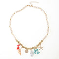 bohemian style colorful gravel starfish necklace niche styleasymmetrical imitation pearl string clavicle chain accessories