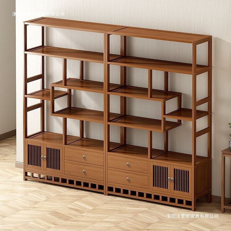 New chinoiserie bogu rack tea rack storage rack tea set rack tea display cabinet non-solid wood tea room ornaments duobao pavilion