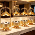 Luxury stainless steel gold buffet warming tableware, hotel restaurant commercial buffet stove - in stock