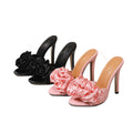 new arrival thin heel large flower decoration fashioneasiest for match black pink high heel women's sandals