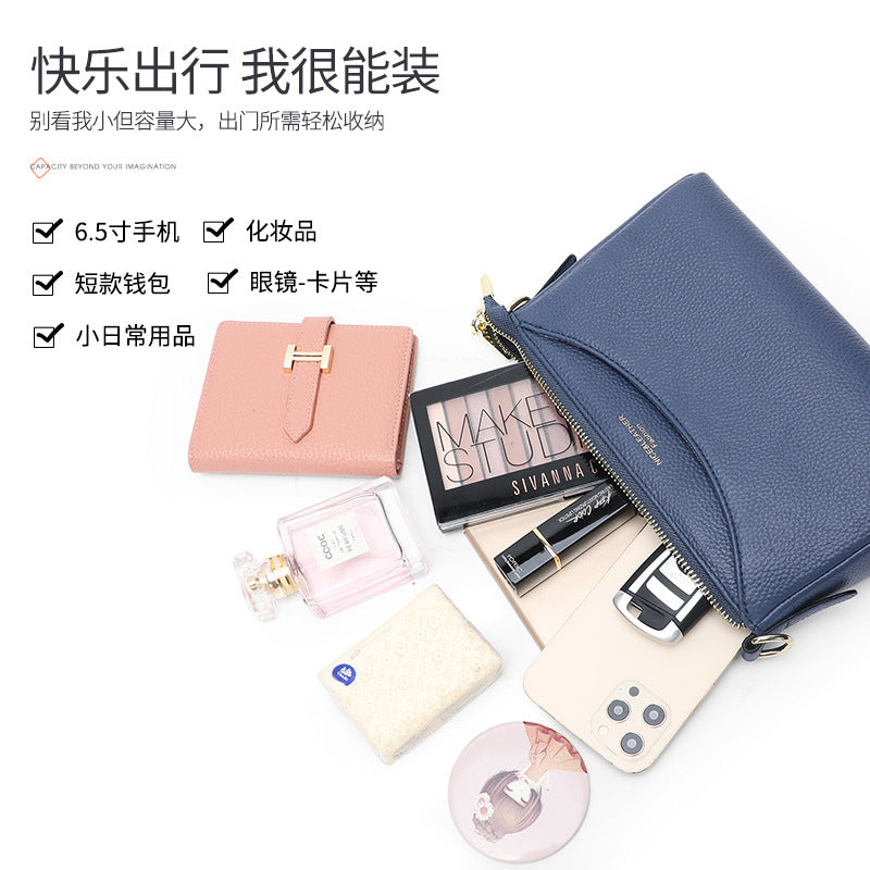 Crossbody bag women's 2025 new small bag, genuine leather women's bag, fashionable and simple large-capacity mother casual cowhide shoulder bag