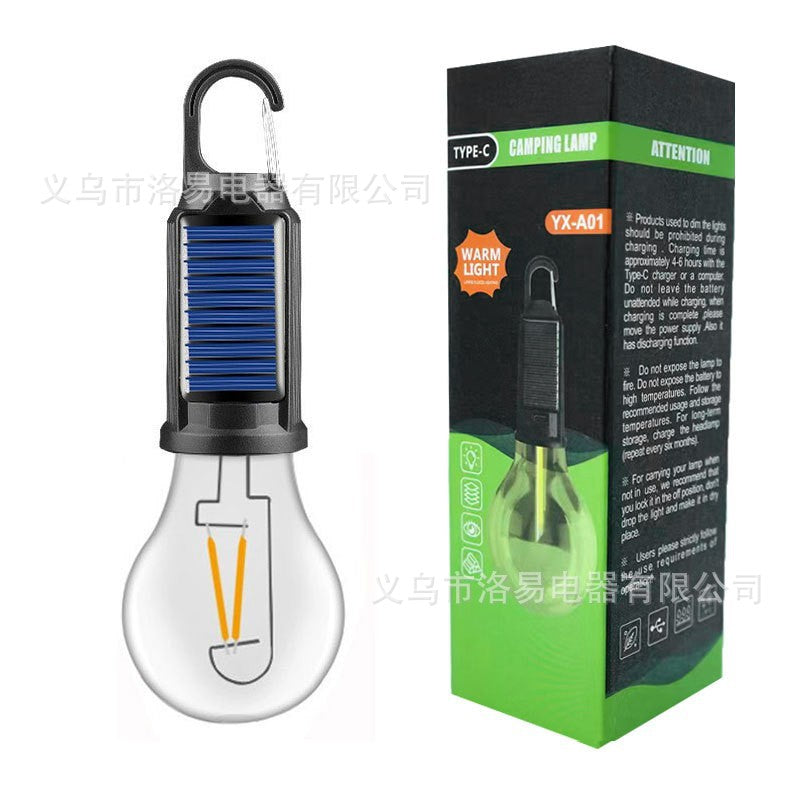 Cross-border outdoor camping light led retro lighting bulb portable spherical rechargeable tungsten lamp tent camping light