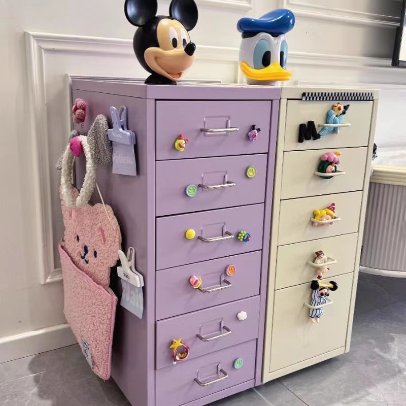Wrought iron storage cabinet - multi-tier drawer unit for living room, bedroom, and girls' room - cute and practical floor-standing combination storage cabinet