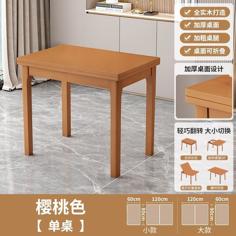 Dining tablefor homesmall apartment solid wood foldable dining table modern casual multifunctional rotatethickened desktop dining table