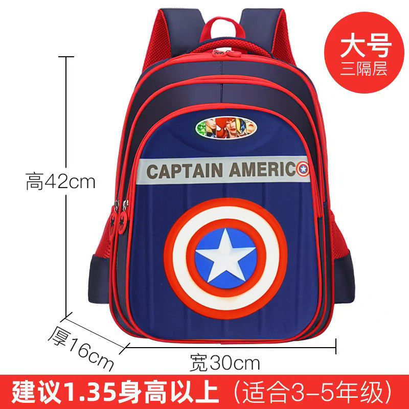 Kids' muscle design backpack - elementary school, grades 1-6, boys' cartoon backpack, breathable and lightweight