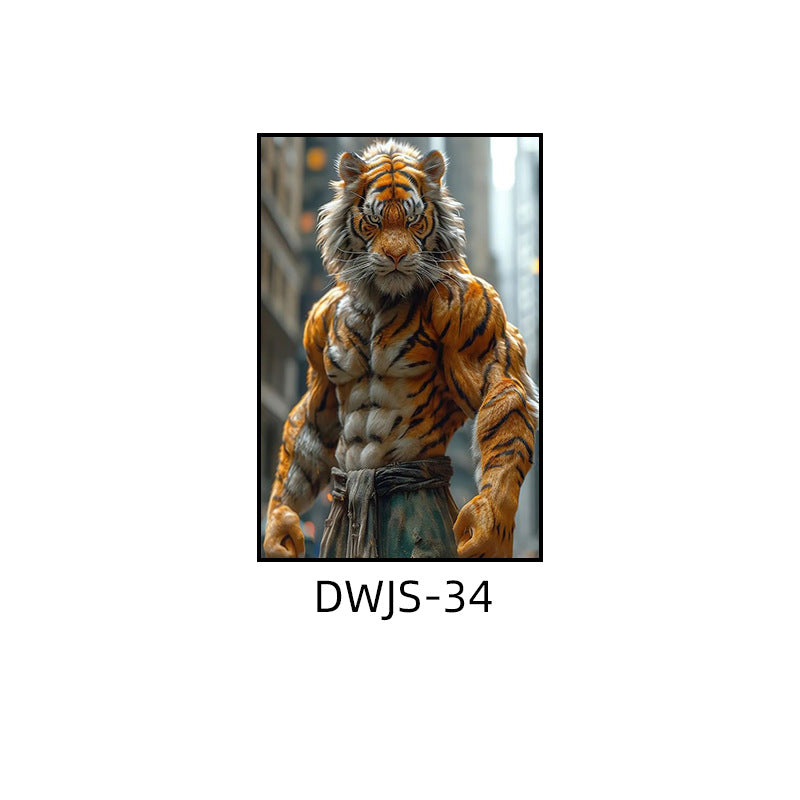 Gym decorative painting industrial style boxing hall hanging painting taekwondo martial arts hall fighting creative animal cartoon mural