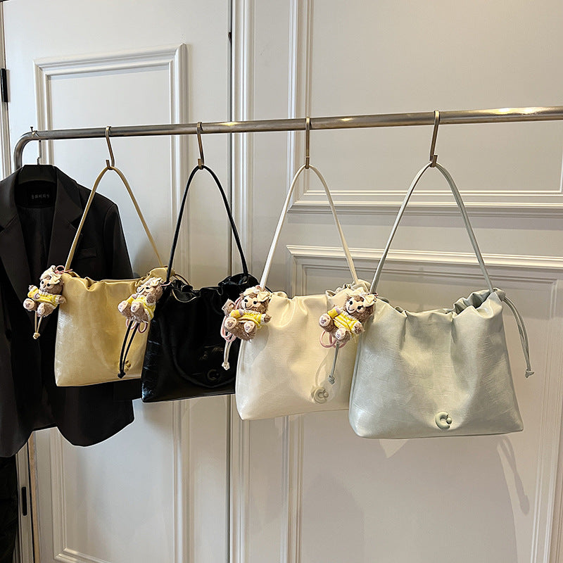 Cross-border textured bucket bag wholesale 2025 new trendy high-end niche women's bag versatile single shoulder messenger tote bag