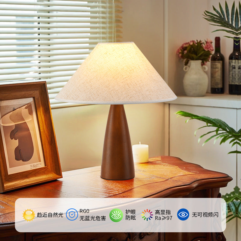 Table lamp solid wood medieval wabi wind bedroom bedside lamp retro Japanese-style homestay premium bedside table lamp E