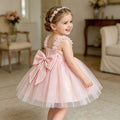Girls' formal dress cross-border e-commerce vest dress with back bow, jacquard puffy skirt, birthday princess dress - ready stock wholesale