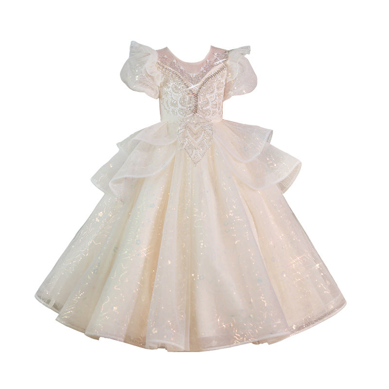 Girls' formal dress - stunning princess gown - high-end little girl's hostess/piano performance dress - princess style sequin dress