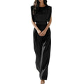 cross-border european and american women's clothing: new summer collection - chic and elegant "queen bee" style solid color fitted jumpsuit
