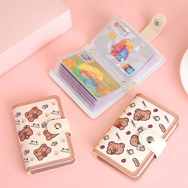Cute cartoon card bag, large capacity, multi-card space, small female, ultra-thin anti-degaussing card cover, small personalized wallet card holder.