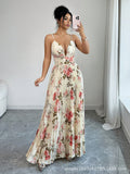 european and american women's clothing:  summer new arrivals -  cross-border floral print dress, elegant vacation style