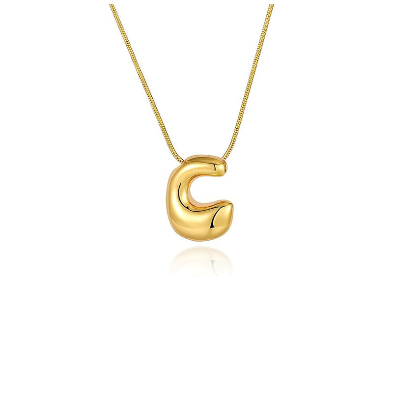 Amazon bestseller: premium bubble 26-letter gold pearlized necklace pendant - stylish women's accessory