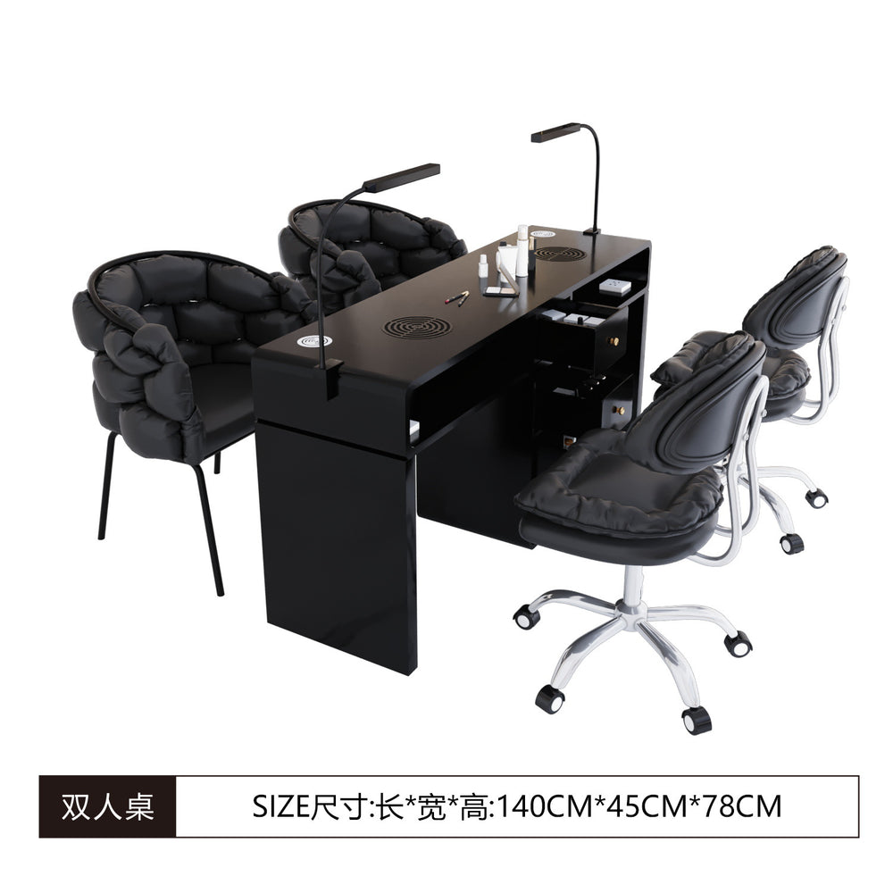 New arrival marble widened 45 porcelain surface manicure table and chair suit economical single and double multi-functional odor-free carbon steel paint