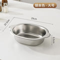 Korean stainless steel oval ramen basin steamed vegetable basin commercial baked rice bowl fried chicken plate flats salad bowl side dish bowl