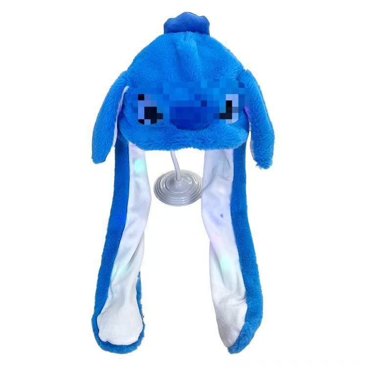 Tiktok viral cute plush bunny hat - squeeze the ears to make them move! light-up airbag beanie for warmth and cold protection