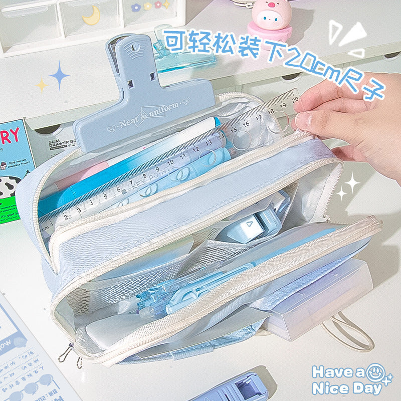 2024 new bread pencil case large-capacity drawstring design sense niche high-value stationery box junior high school pencil case