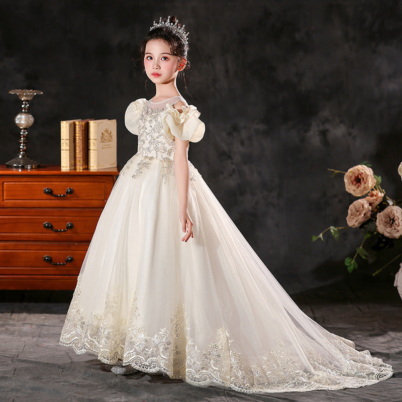 Exportgirl dress trailingaccessible luxuryniche style flower girl wedding dress evening dress catwalk catwalk performance clothes in stock batch