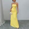 European and american cross-border new  dress: strapless, backless, tie-up maxi dress - sexy, socialite, fashionable, and slim-fit