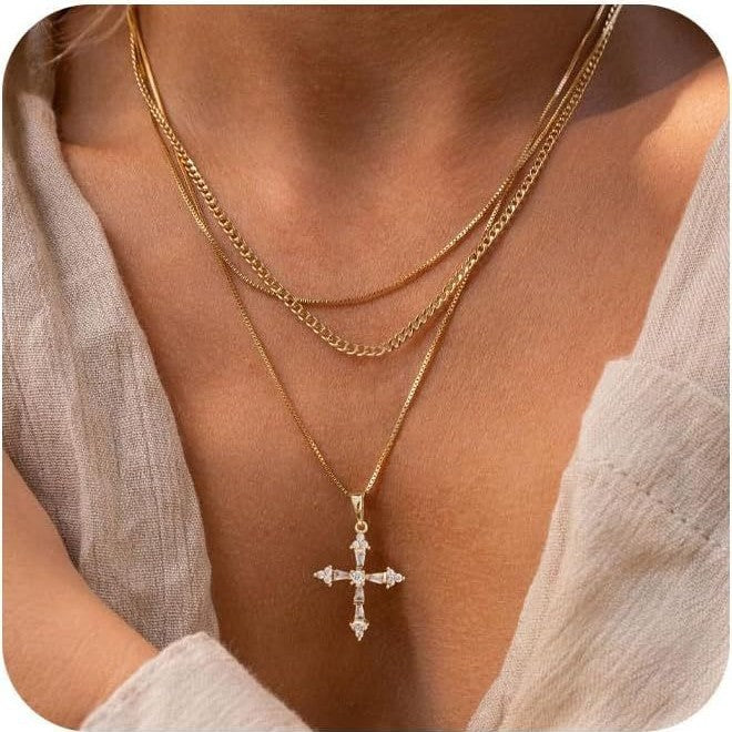 Fashionexportfashion cross necklaceelegant small cross pendant clavicle chain girls atmosphere jewelry necklace