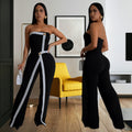C7205 cross-border   fashion women's sexy bandeau sleeveless backless button jumpsuit