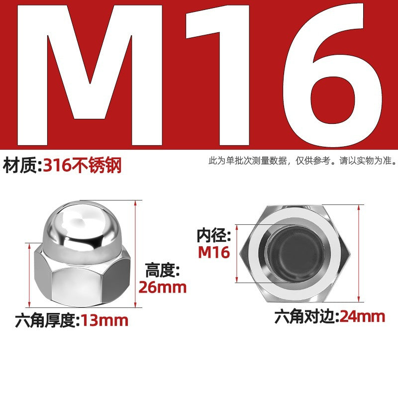 304/201/316 stainless steel round ball head nut cover type decorative screw cap female cap 3M4M5M6M8