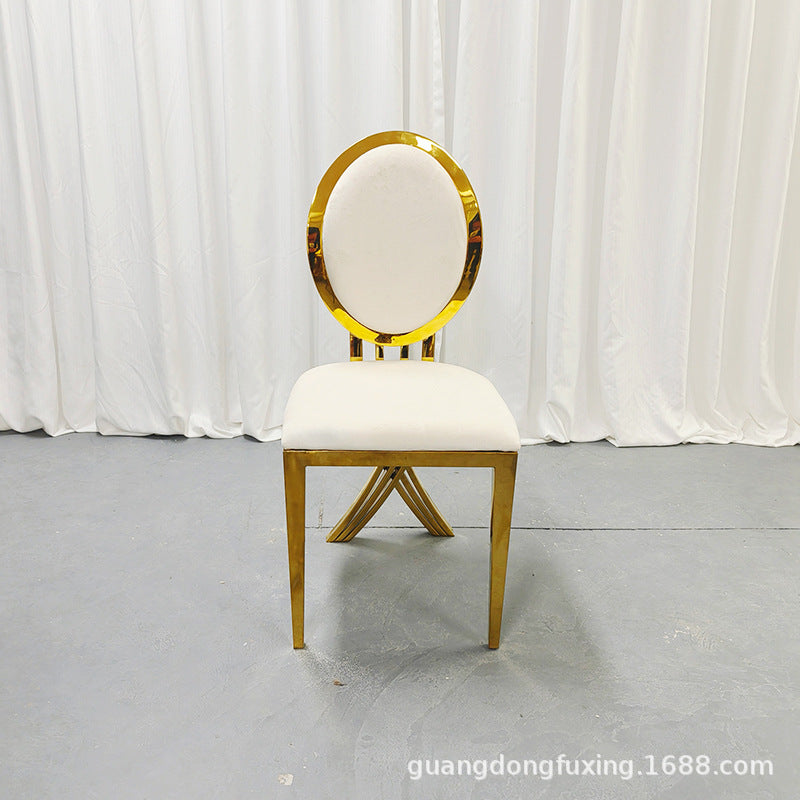 Creative Wedding Table Chair Stainless Steel Stool Banquet Hotel VIP Chair Meeting Soft Package Dining Chair Hotel Restaurant Chair