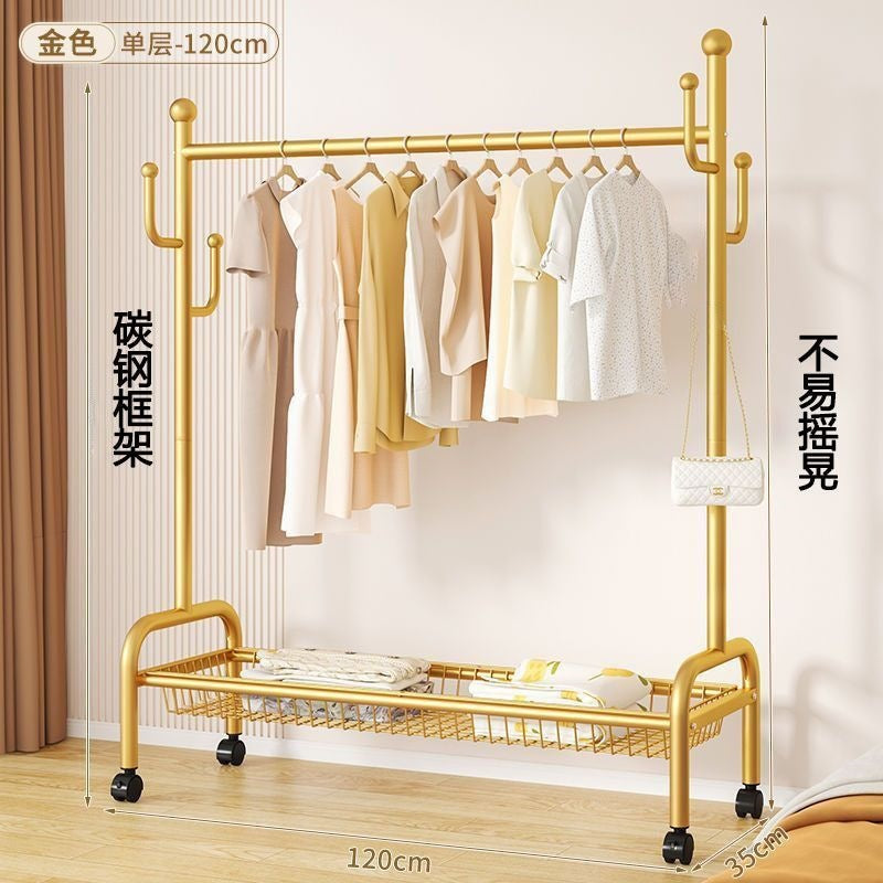 Scandinavian simple clothes drying rack indoor bedroom thickenedmovable floor-standing clothes rack clothes rack floor-standing
