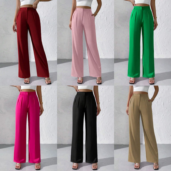 European and American   new elegant solid color high-end drape wide-leg pants straight-leg pants long suit pants women's pants