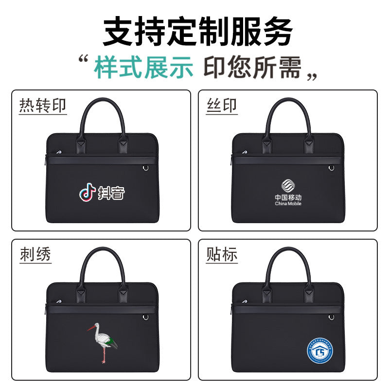 Waterproof business document briefcase canvas portfolio men's handbag file bag information bag large capacity printed