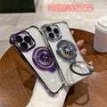 Acrylic four-corner anti-drop phone case for iphone 16, creative gyro rotating stand, compatible with apple 17 pro max