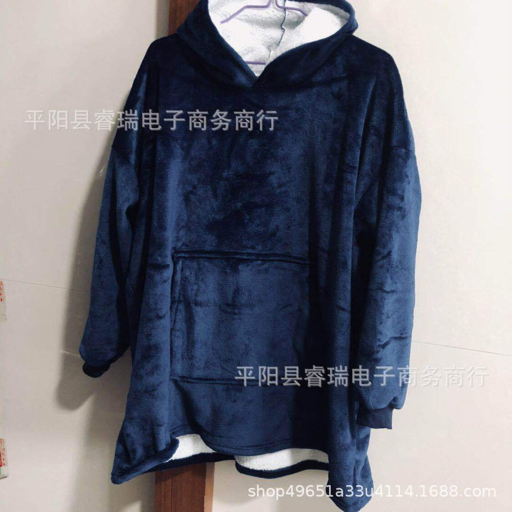 Pullover fleece thickenedlong pajamas heattech tv blanket outdoor cold-proof nightgown couple outfit sweatshirt fleece heattech