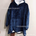 Outdoor cold-proof coral velvet pajamas pullover fleece jacket hooded lazy tv blanket nightgown pullover tv blanket