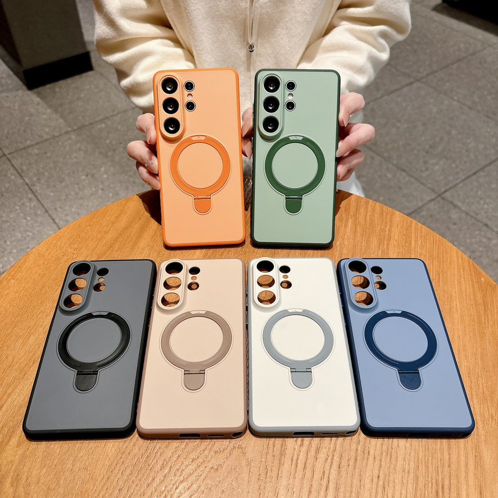 Anti-slip skin-feel magnetic stand case for samsung s26 ultra, drop-proof s25/a57 cross-border protective cover