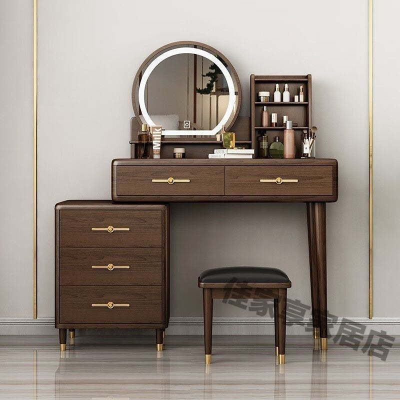 new chinoiserie modern dressing table bedroom casual makeup table with light storage cabinet all-in-one new makeup cabinet