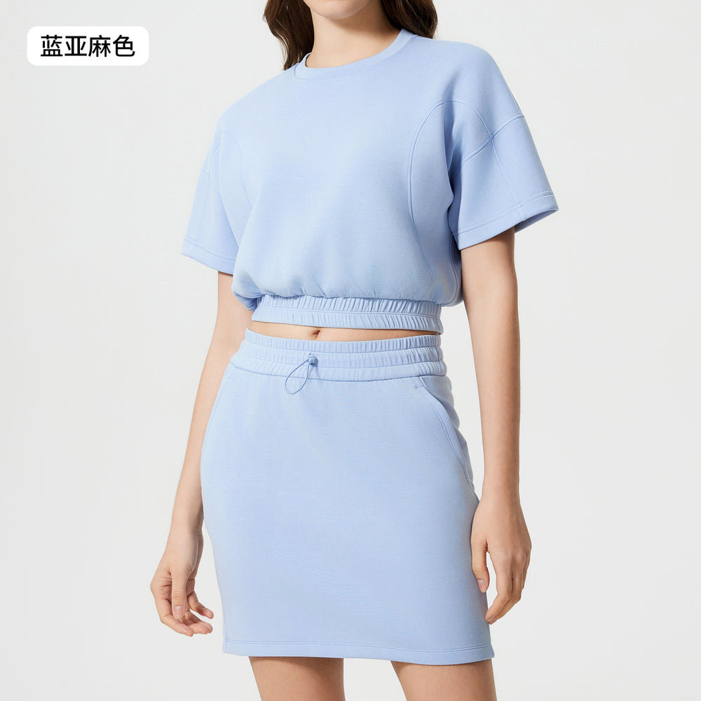 Women's summer casual activewear set: cloud-like air layer, loose fit, slimming, solid color, fashionable fitness yoga two-piece outfit