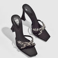 2026 summer european and american style silk satin stiletto heel crossover rhinestone square toe open toe sandals - women's high heel slippers - fashionable and sexy