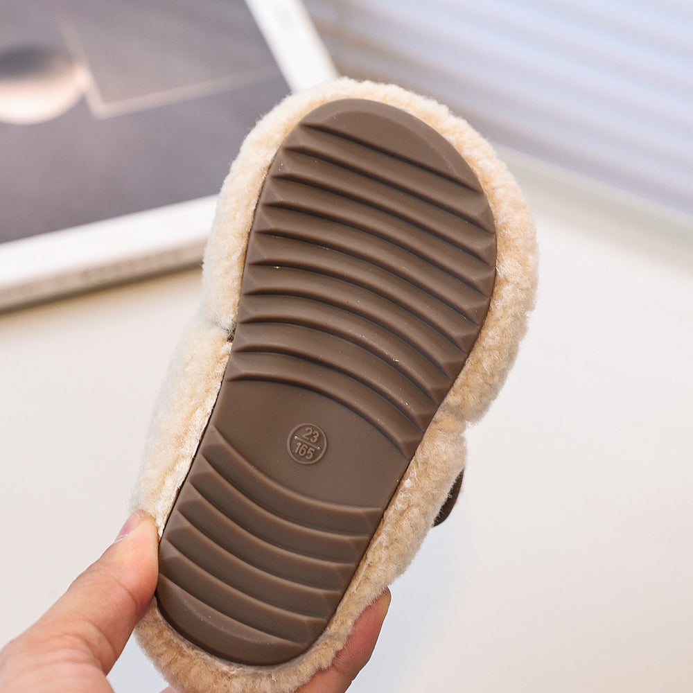 Girls' loafers:  new korean style, fleece-lined, lambswool outerwear cotton shoes for autumn and winter - warm and fuzzy kids' shoes