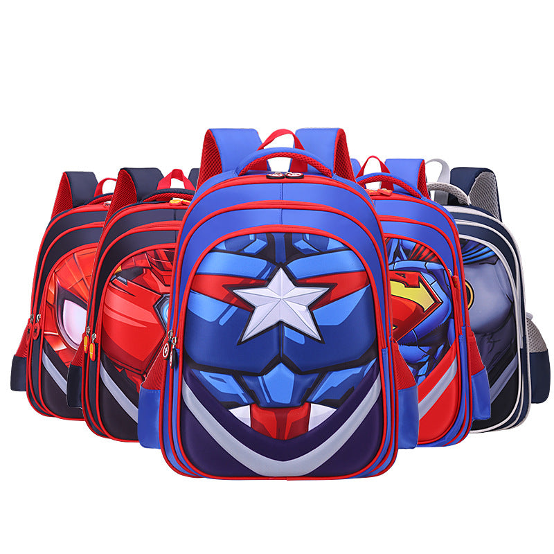 Kids' muscle design backpack - elementary school, grades 1-6, boys' cartoon backpack, breathable and lightweight