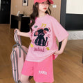 Summer  new girls' cartoon casual short-sleeve student t-shirt, loose-fit girl's outfit, hong kong style top