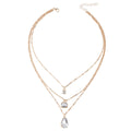 Fashionfashioninsirregular water drop gemstone necklace casualeasiest for matchaccessible luxurymulti-layered sweater chain necklace