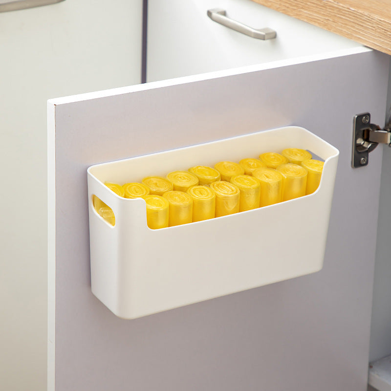 Household kitchen toilet garbage bag storage box wall-mounted artifact plastic bag non-punching plastic wrap storage box