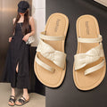 2025 new fashion summer flat sandals women's outdoor vacation versatile bow student beach sandals